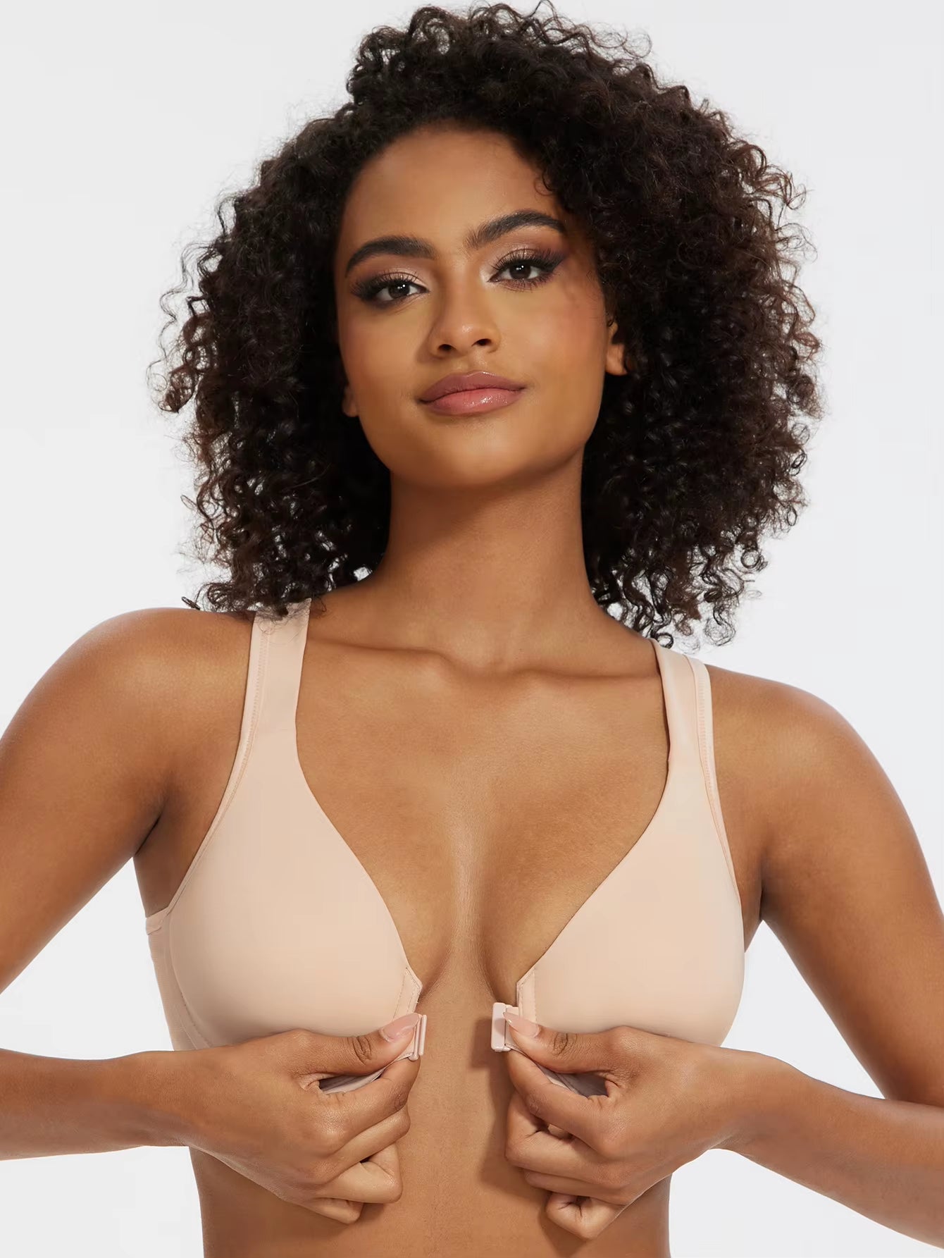 Women'S Front Closure Bras plus Size Unlined Underwire Back Support Posture Bra