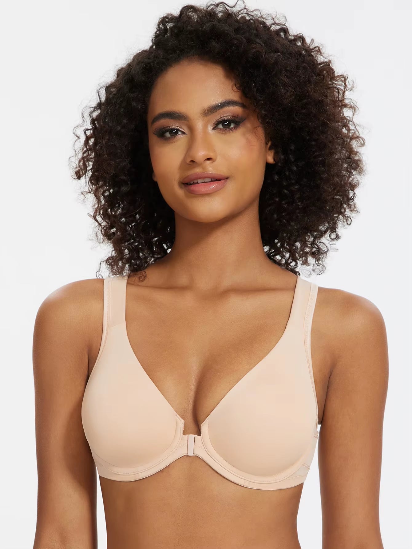 Women'S Front Closure Bras plus Size Unlined Underwire Back Support Posture Bra