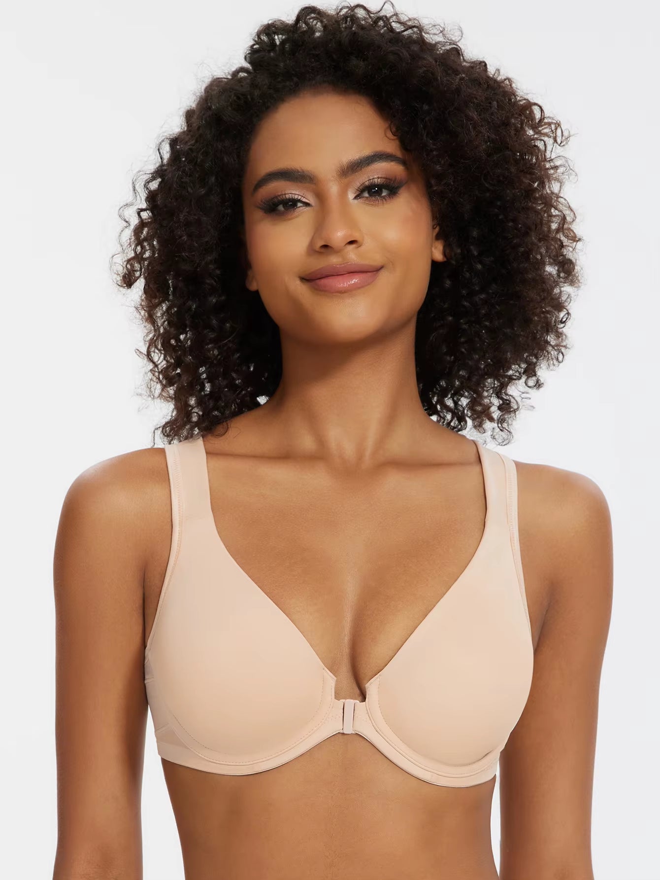 Women'S Front Closure Bras plus Size Unlined Underwire Back Support Posture Bra