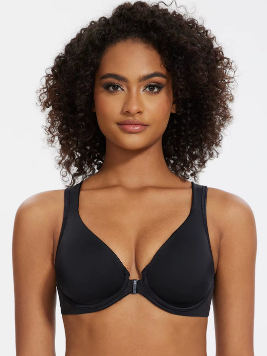 Women'S Front Closure Bras plus Size Unlined Underwire Back Support Posture Bra